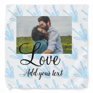 Simple blue floral glitter sparkle texture add pho bandana