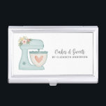 Simple Blue Floral Mixer Cake Bakery Business Card Case<br><div class="desc">A cute blue cake mixer with flowers decorates this bakery business card case. Personalize it with your name and business information. A great place for storing your business cards. Designed for you by Blackberry Boulevard.</div>