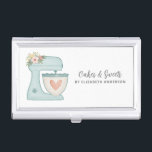 Simple Blue Floral Mixer Cake Bakery Business Card Case<br><div class="desc">A cute blue cake mixer with flowers decorates this bakery business card case. Personalize it with your name and business information. A great place for storing your business cards. Designed for you by Blackberry Boulevard.</div>