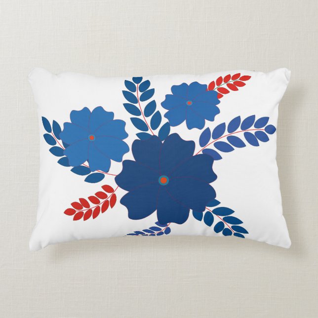 Simple blue flowers vector design accent pillow (Front)