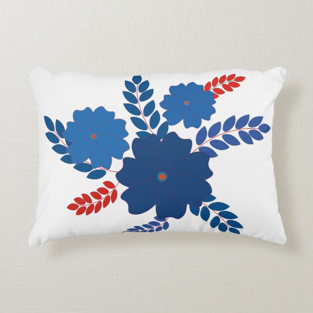 Simple blue flowers vector design accent pillow (Front)