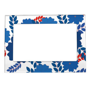 Simple blue flowers vector design magnetic frame