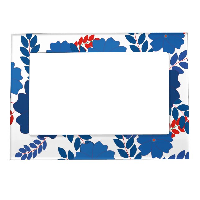 Simple blue flowers vector design magnetic frame (Front)