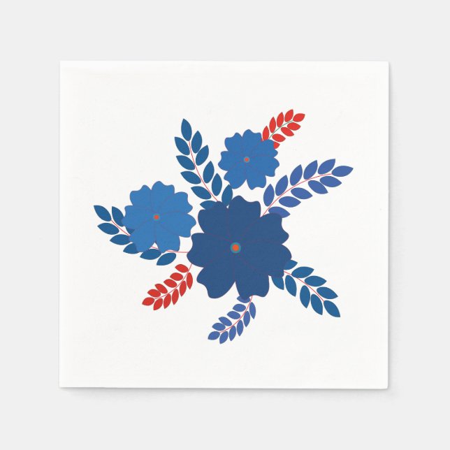 Simple blue flowers vector design napkins (Front)