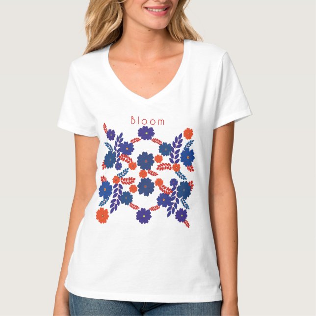 Simple blue flowers vector design T-Shirt (Front)