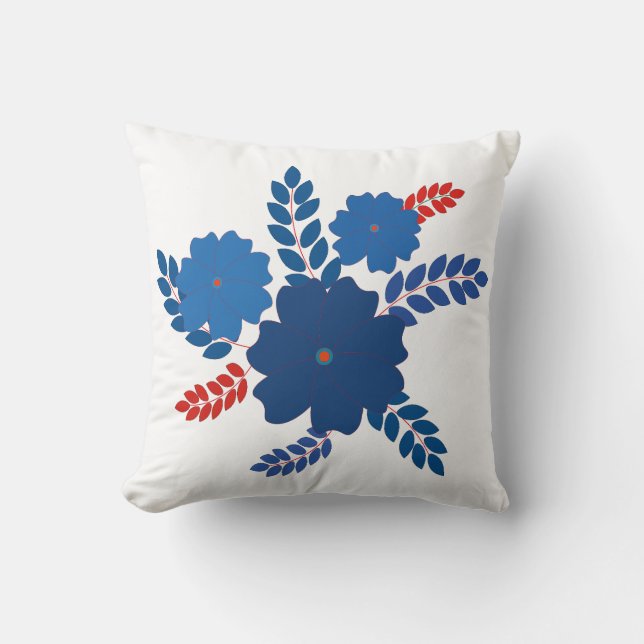 Simple blue flowers vector design throw pillow (Front)