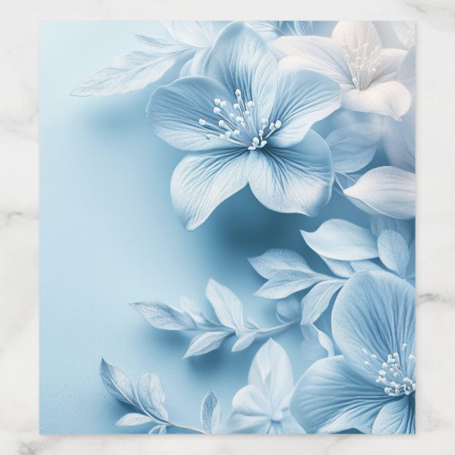 Simple Blue Flowers Wedding Envelope Liners (Design)