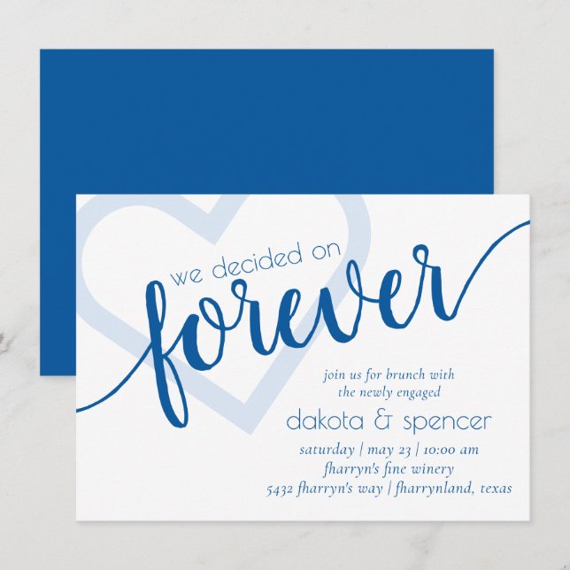 Simple Blue Forever | Cerulean Newlywed Brunch Invitation (Front/Back)