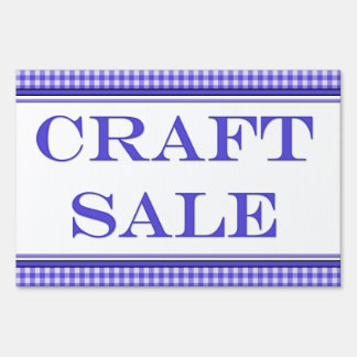 Simple Blue Gingham Craft Sale Sign