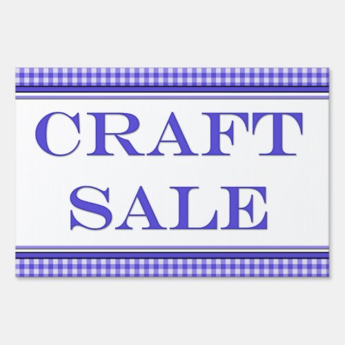 Simple Blue Gingham Craft Sale Sign