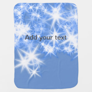 Simple blue glitter sparkle stars add your text baby blanket
