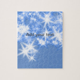 Simple blue glitter sparkle stars add your text jigsaw puzzle