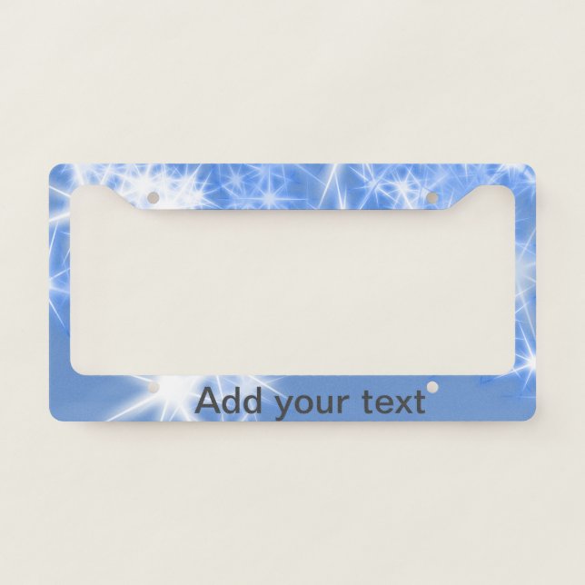 Simple blue glitter sparkle stars add your text    license plate frame (Front)