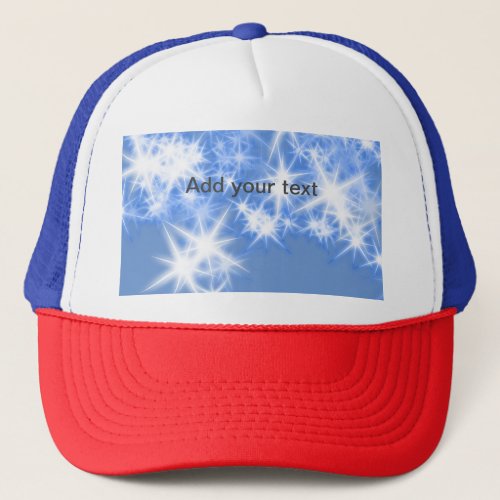 Simple blue glitter sparkle stars add your text    trucker hat