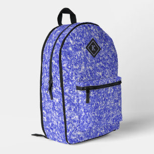 Simple blue glitter texture print   monogram printed backpack