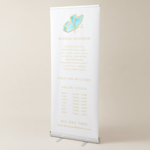Simple Blue Gold Butterfly Beauty Salon Elegant Retractable Banner