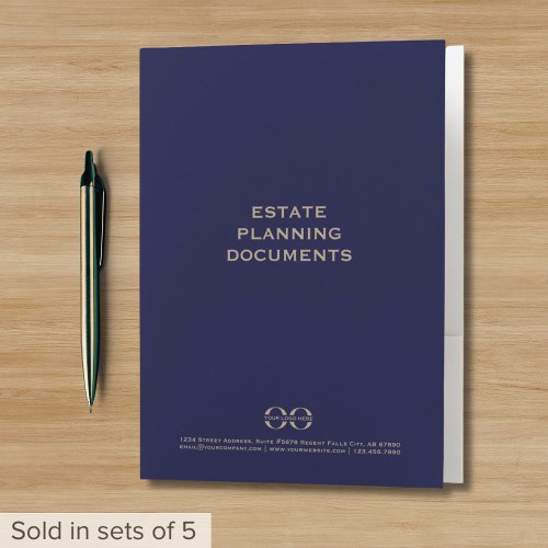 Simple Blue Gold Estate Planning Folder with Logo