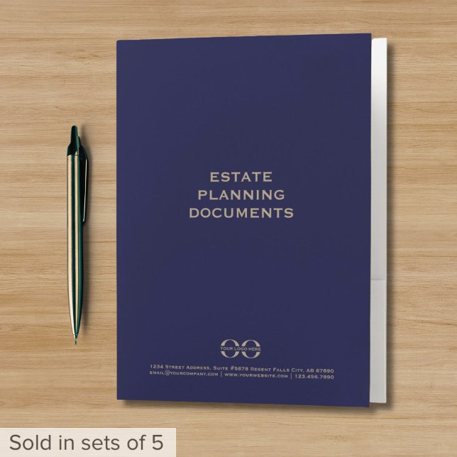 Simple Blue Gold Estate Planning Folder with Logo (Creator Uploaded)