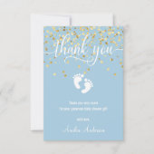 Simple Blue Gold THANK YOU Baby Shower BOY | PHOTO (Front)