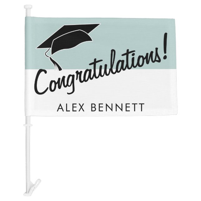 Simple Blue Graduate Congratulations Graduation Car Flag (Front)
