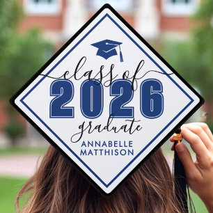 Simple Blue Graduation Cap Topper