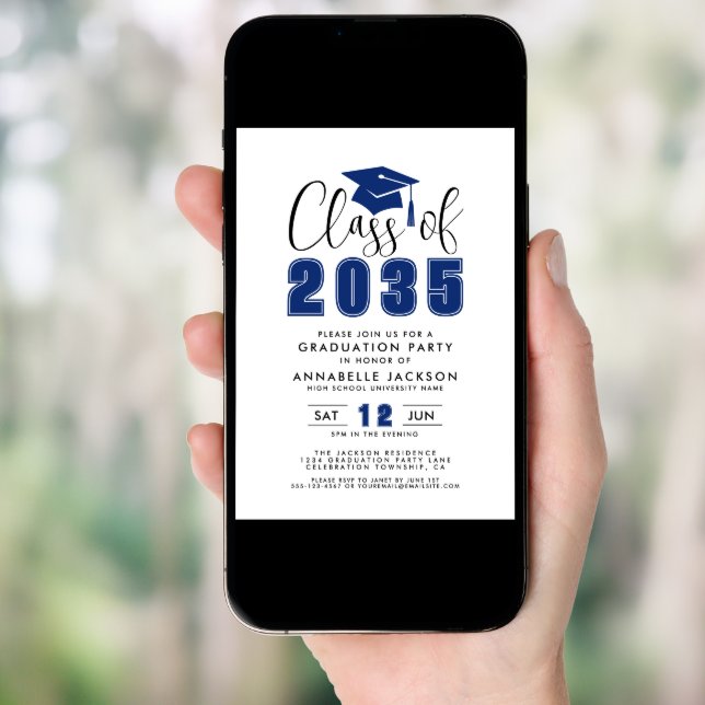 Simple Blue Graduation Party Invitation (Front Digital)