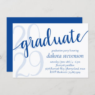 Simple Blue Graduation   Royal Cerulean with Year Invitation