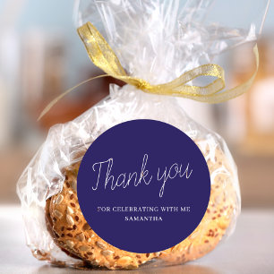 Simple Blue Graduation Thank You Classic Round Sticker