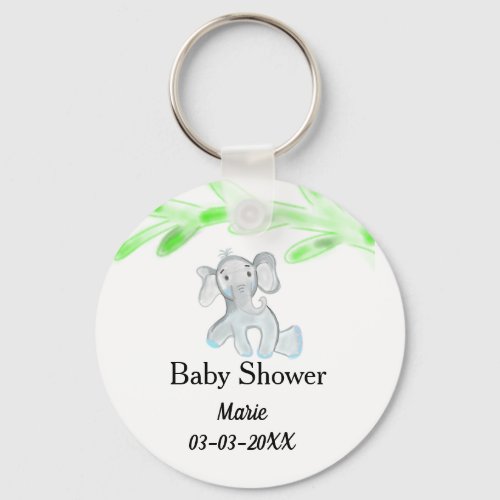 Simple blue gray baby elephant baby shower add nam keychain