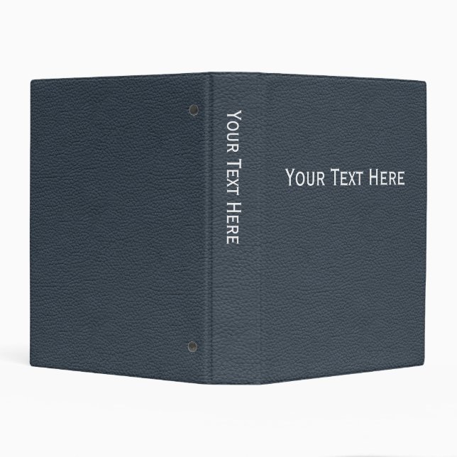 Simple Blue-Gray Leather Look Customizable Mini Binder (Background)