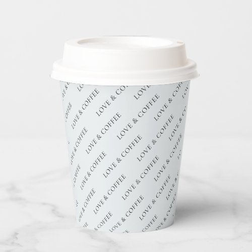 Simple Blue Gray Minimal Custom Text Pattern Paper Cups
