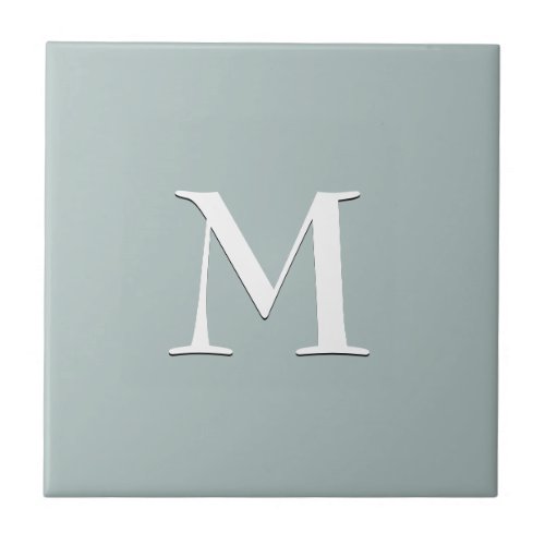 Simple blue gray monogram ceramic tile