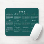 Simple Blue-Green and White 2024 Calendar Mouse Pad<br><div class="desc">Simple, professional calendar mouse pad features a white 2024 calendar superimposed over a blue-green background. If you'd like a different color background, tap "Click to customize further" and select a background color in the sidebar. Click "Done" and then "Add to Cart" to purchase your customized mouse pad. Copyright ©Claire E....</div>