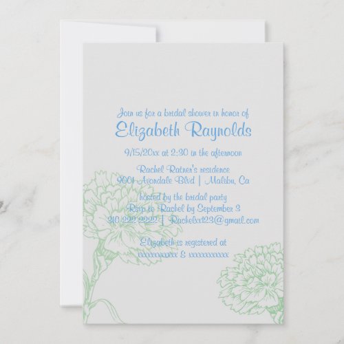 Simple Blue &amp; Green Bridal Shower Invitations