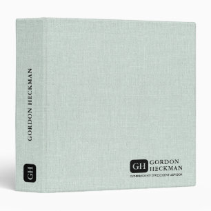 Simple Blue Green Linen Texture Custom Monogram 3 Ring Binder