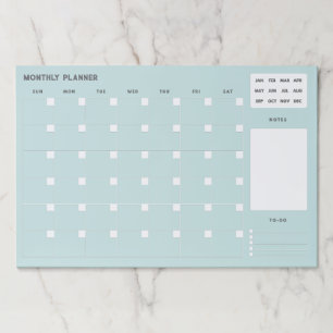 Simple blue-green Monthly Planner Paper Pad