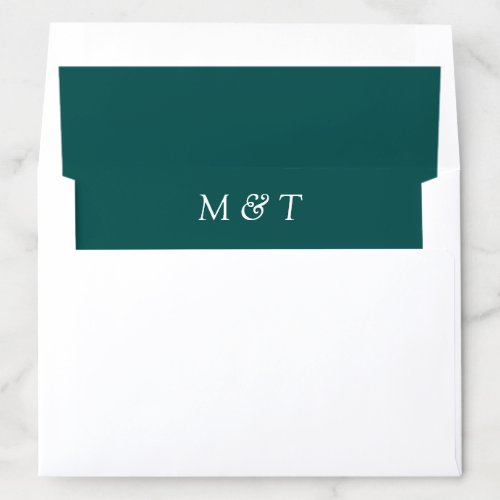 Simple Blue Green with White Monograms Wedding  Envelope Liner