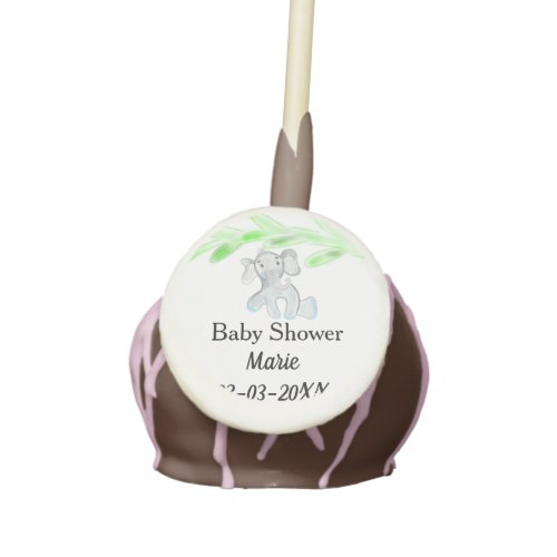 Simple blue grey baby elephant baby shower add nam cake pops