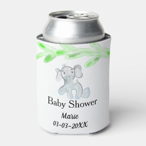 Simple blue grey baby elephant baby shower add nam can cooler