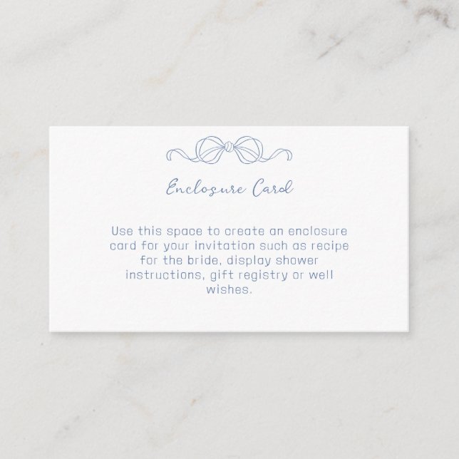 Simple Blue Hand Drawn Bow Enclosure Card (Front)