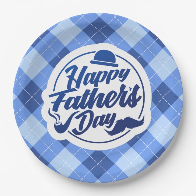 Simple Blue Happy Father's Day | Paper Plate (Front)