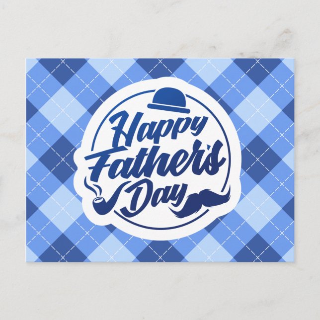 Simple Blue Happy Father's Day | Postcard (Front)