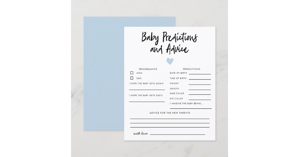 Simple Blue Heart Baby Predictions & Advice | Zazzle