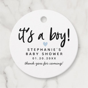Simple Blue Heart Baby Shower Favor Tags