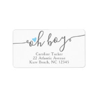 Simple Blue Heart Boy Baby Shower Return Address Label