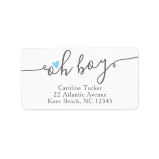 Simple Blue Heart Boy Baby Shower Return Address Label