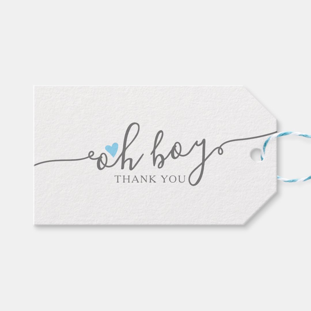 Simple Blue Heart Boy Baby Shower Thank You Gift Tags Zazzle