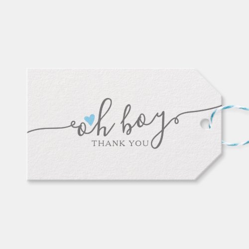 Simple Blue Heart Boy Baby Shower Thank You Gift Tags