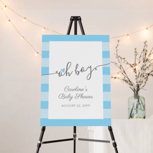 Simple Blue Heart Boy Baby Shower Welcome Foam Board