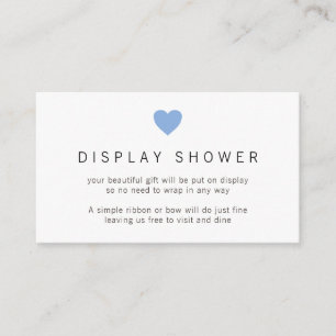 Simple Blue Heart Boy Display Shower Baby Shower Enclosure Card